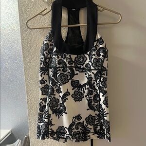 Elegant Black and White Floral Women's Top